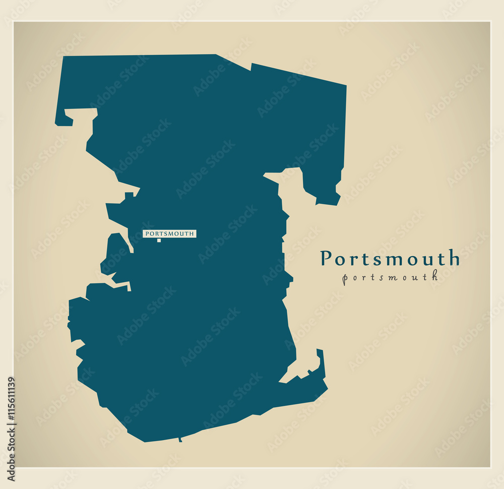 Modern Map - Portsmouth unitary authority England UK