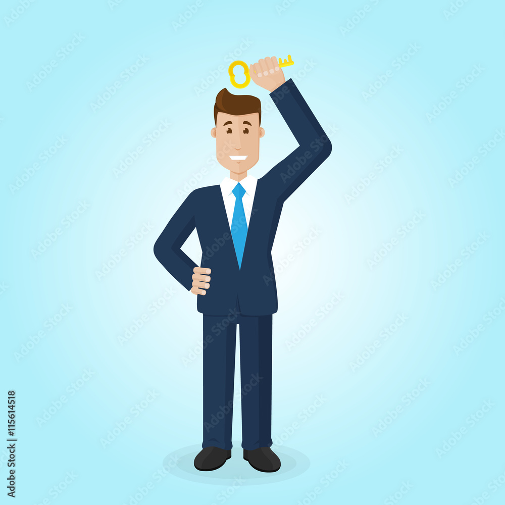 Businessman hold a key to success
