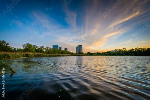 Sunset over the Grenadier Pond  at High Park  in Toronto  Ontari