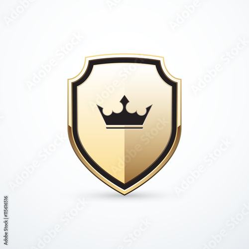 Vector gold shield with crown