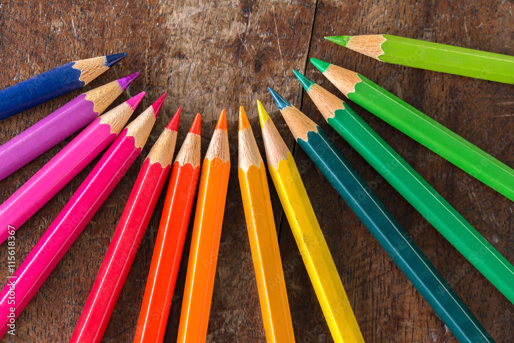 Fototapeta premium close up colorful pencils and concept idea Circle
