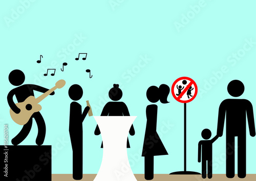 Illustration Kinder verboten; Jugendschutz; Alkohol; Rauchverbot; Disko, Club; Hinweis; Schild