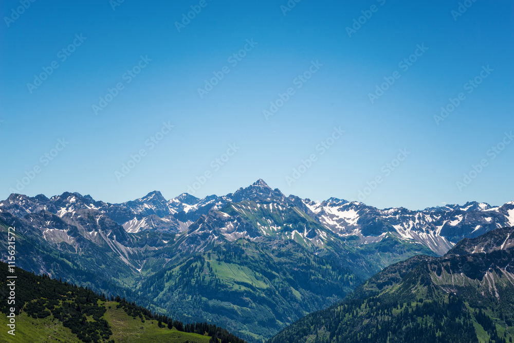 View of the Hochvogal Mountain in the Alps