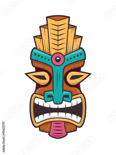 Polynesian Tiki mask vector isolated on white