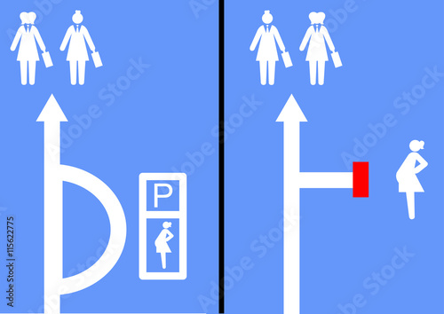Illustration Babypause; Raststätte; Sackgasse; Geburtstag; Erziehungsurlaub; Mutterschaft; Kind