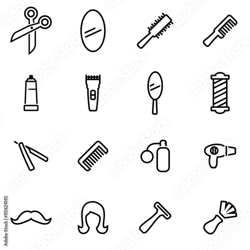 Vector illustration of thin line icons - barber