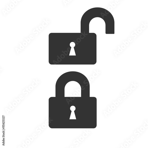 Lock icon isolated on a white background. Opened and closed locks. photo