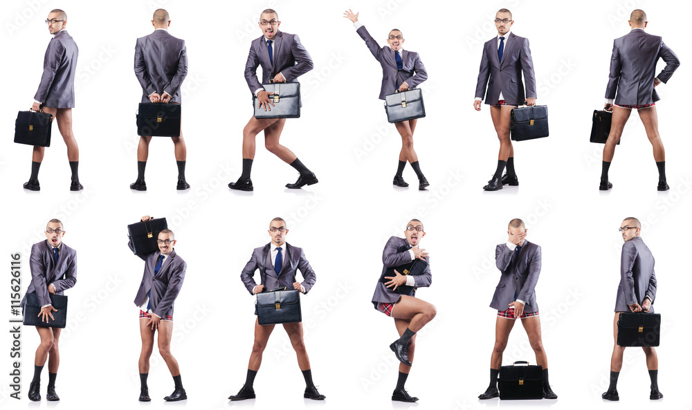 Fototapeta premium Composite photo of naked businessman on white