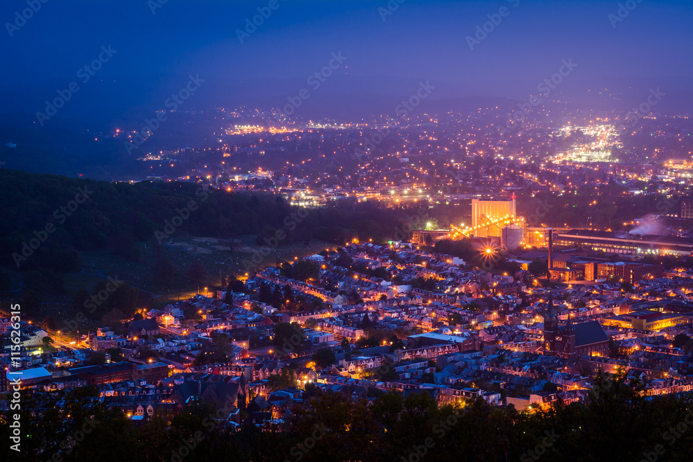 View of Reading at night from the Pagoda on Skyline Drive, in Re View of Reading at night from the Pagoda on Skyline Drive, in Re