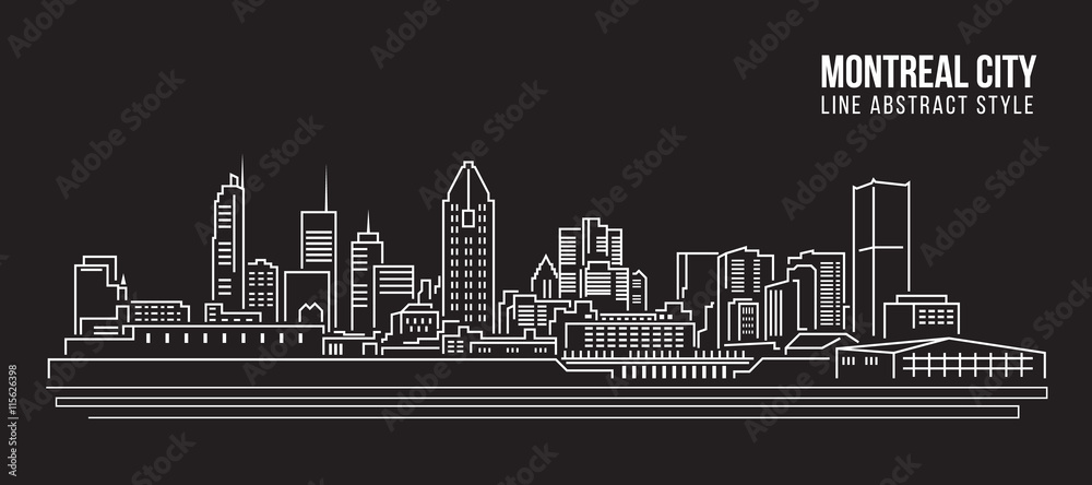 Cityscape Building Line art Vector Illustration design - Montreal city