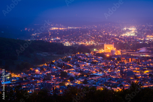 View of Reading at night from the Pagoda on Skyline Drive, in Re photo