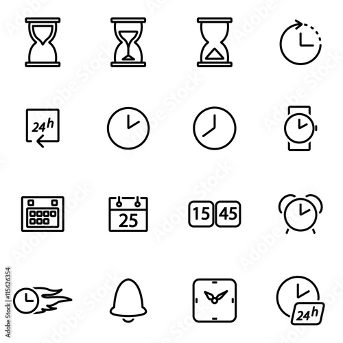 Vector illustration of thin line icons - time