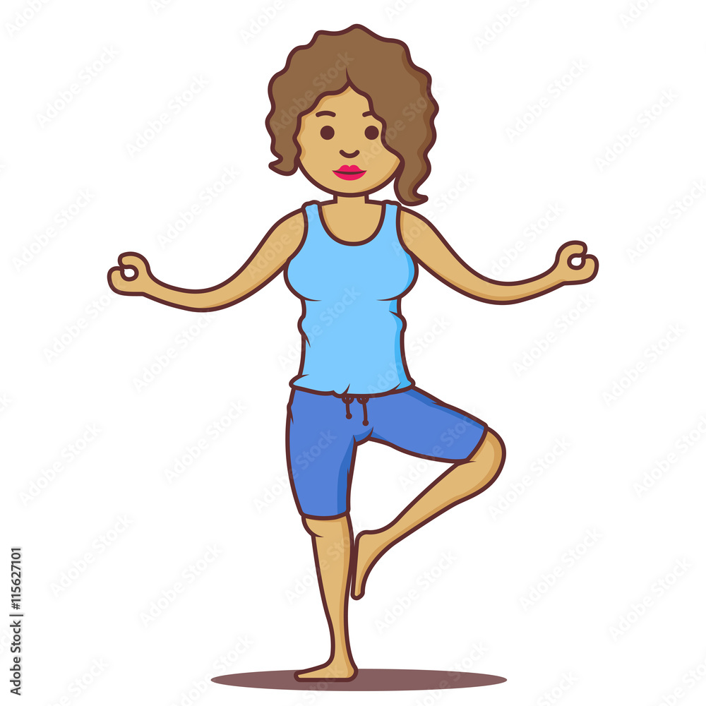 Vector cartoon beautiful woman exercising yoga poses.Health girl relax in fitness poses. Vector cartoon beautiful woman exercising yoga poses.Health girl relax in fitness poses.