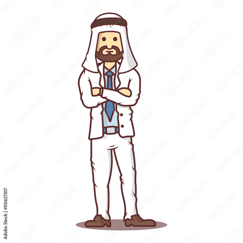 Vector cartoon business man arab