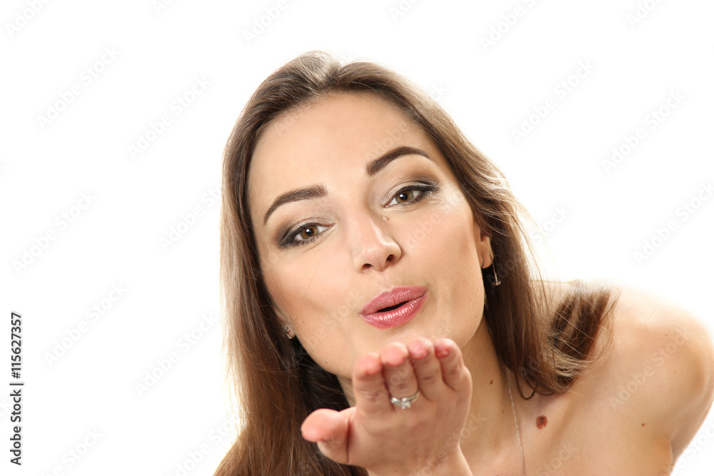 air-kiss - a horizontal portrait of the young woman air-kiss - a horizontal portrait of the young woman