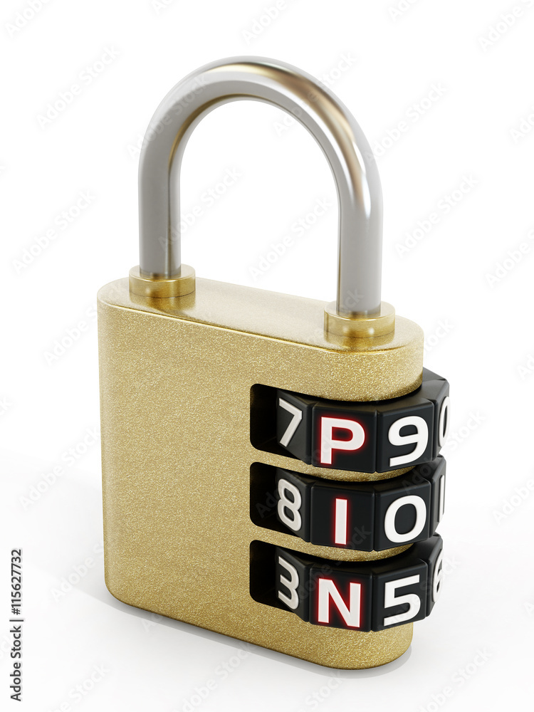 Security padlock with pin password. 3D illustration Security padlock with pin password. 3D illustration