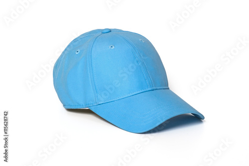 Light blue adult golf or baseball cap on white background