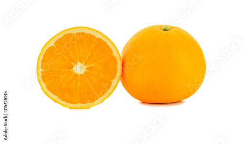 one and a half navel orange isolated on white