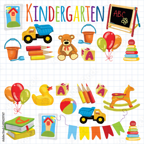 Kindergarten Play and study Vector images