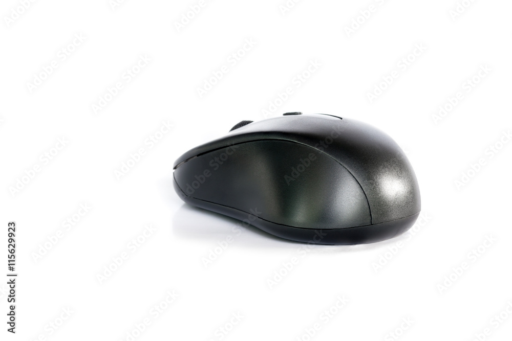 black computer mouse on white background black computer mouse on white background