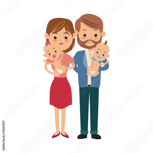 Family cartoon concept represented by parents and baby icon. Isolated and Colorfull illustration.