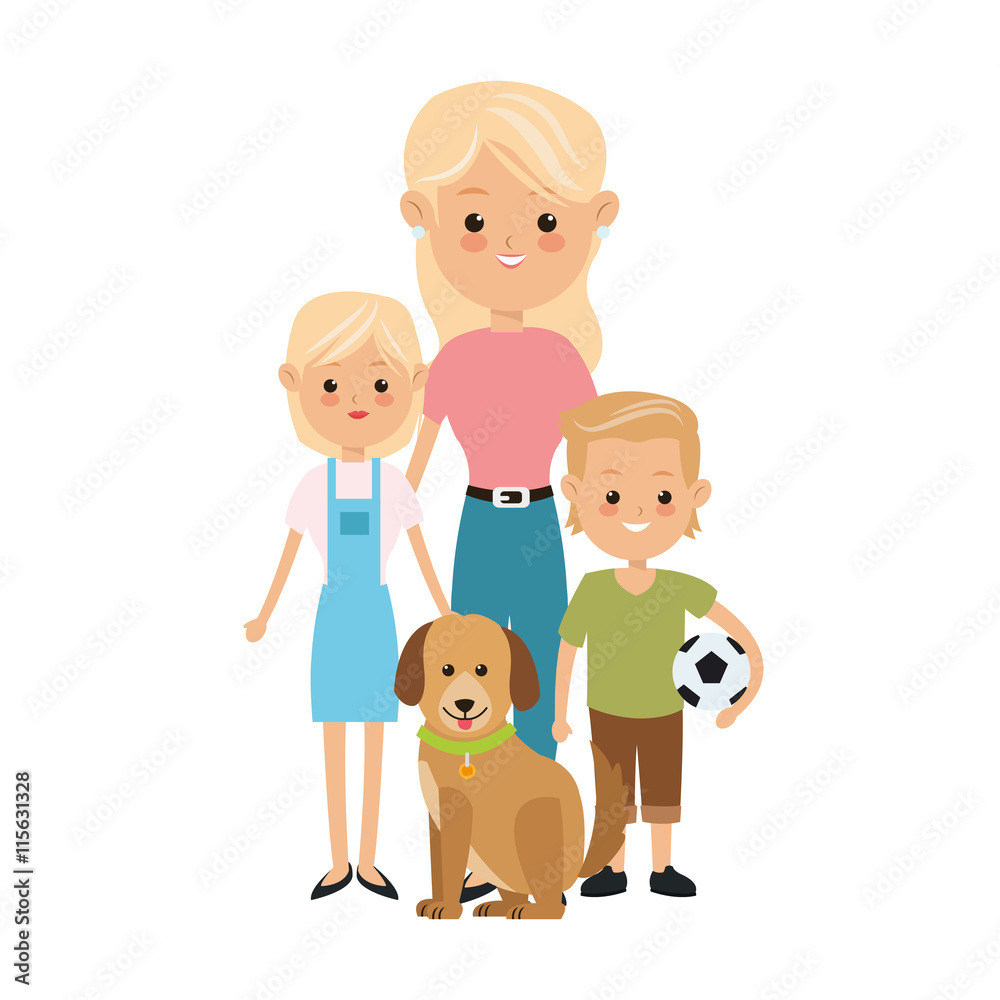 Family cartoon concept represented by mother and kids icon. Isolated and Colorfull illustration. Family cartoon concept represented by mother and kids icon. Isolated and Colorfull illustration.