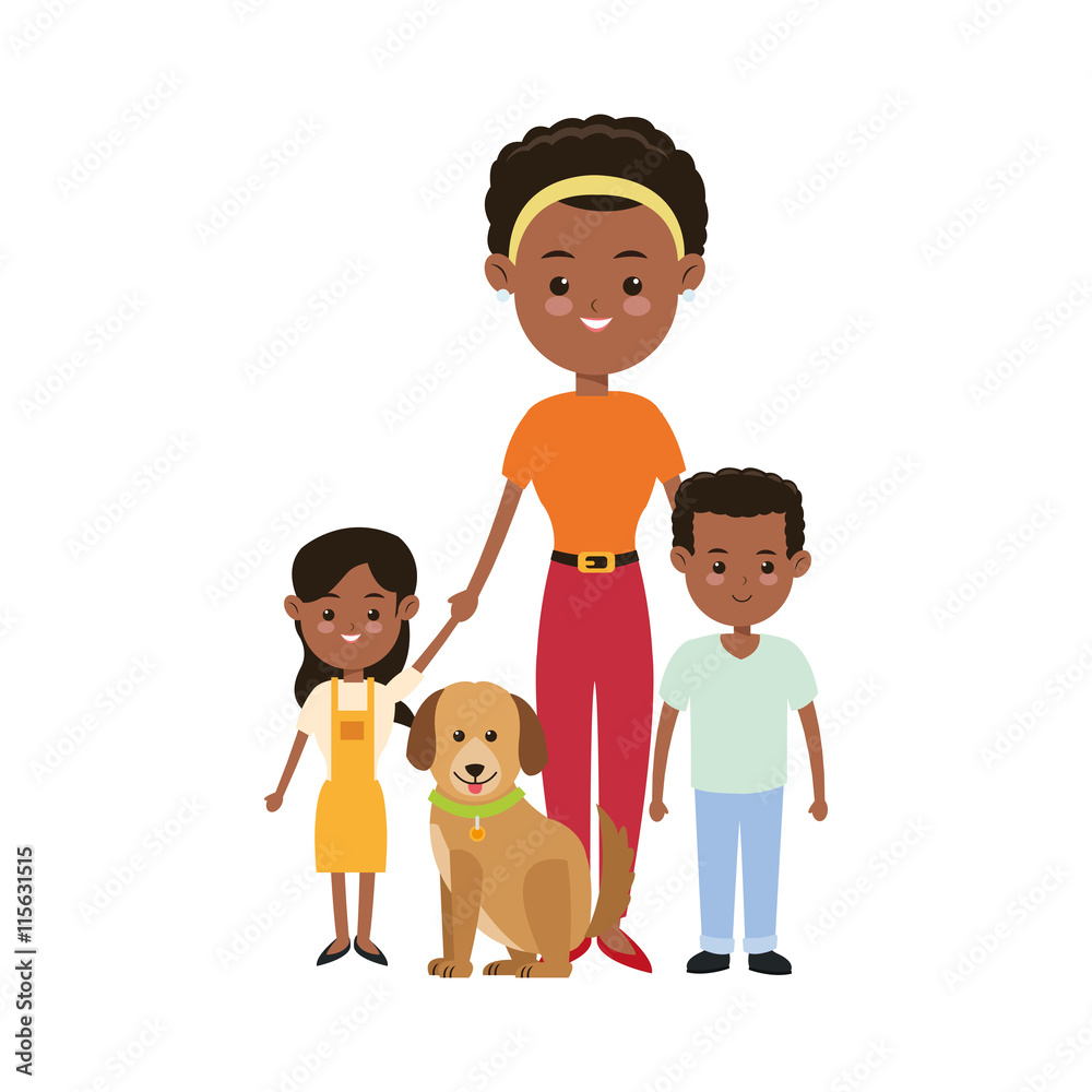 Family cartoon concept represented by mother and kids icon. Isolated and Colorfull illustration. Family cartoon concept represented by mother and kids icon. Isolated and Colorfull illustration.