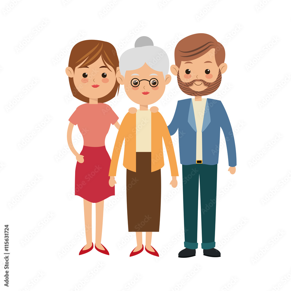 Family cartoon concept represented by grandmother and parents icon. Isolated and Colorfull illustration.
