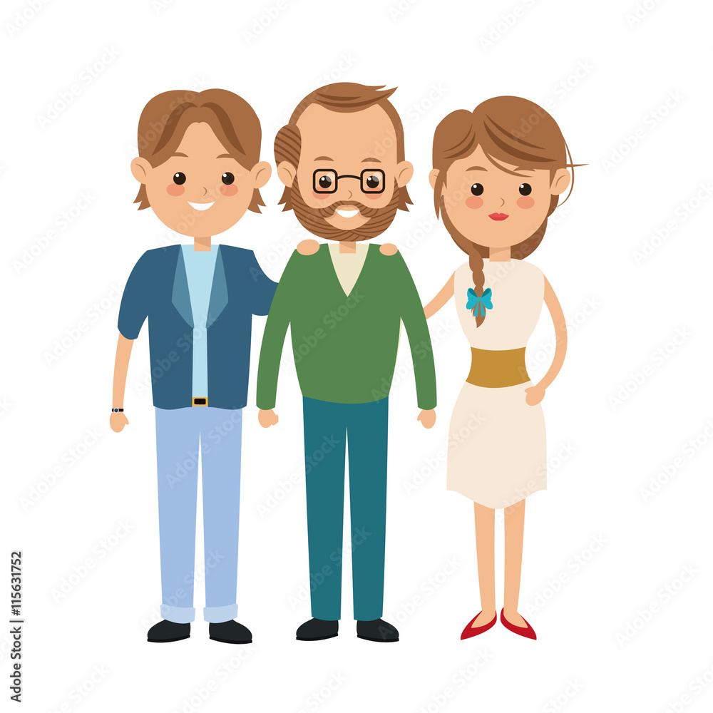 Family cartoon concept represented by grandfather and parents icon. Isolated and Colorfull illustration.