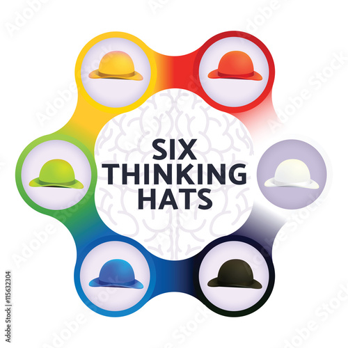 Vector Illustration of Six Colors Hats, A Modern System of Thinking for Business
