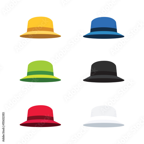 Vector Illustration of Six Colors Cloche Hat, Flat Style
