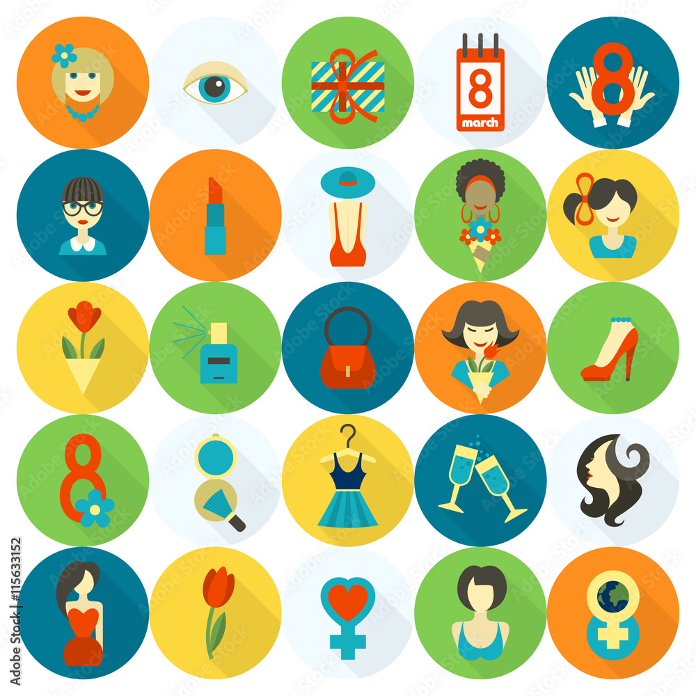 Womans Day Icon Set Womans Day Icon Set
