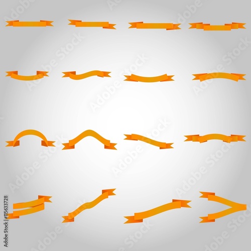 Vector set of 16 ribbons isolated on grey background. Modern ico