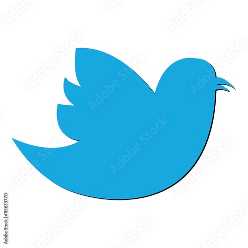 Social Bird icon on background. Modern flat twitter pictogram, b photo