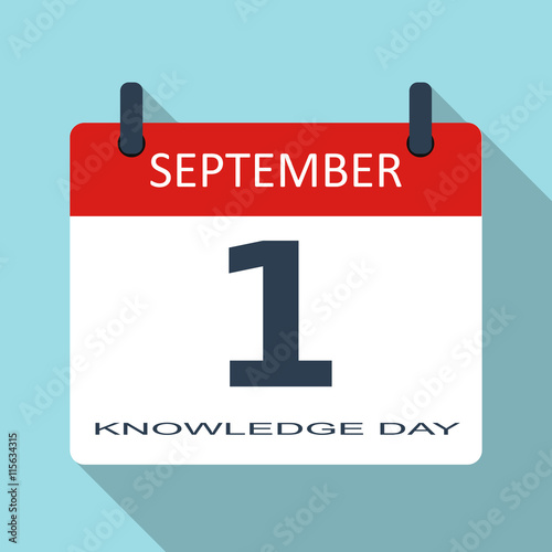 1 September. Knowledge day. Vector flat daily calendar icon. Dat