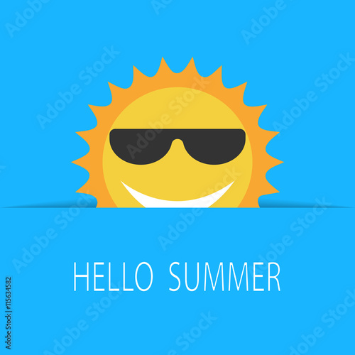 Vector Fun shiny background with written text  Hello summer . Br