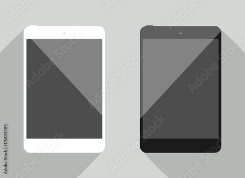 Realistic tablet collection in new ipad style. White and black d