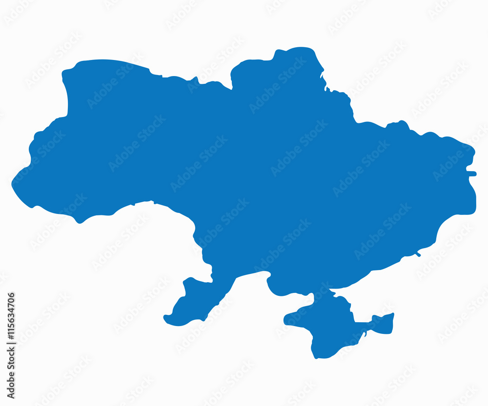 Blank Blue similar Ukraine map isolated on white background. Eur