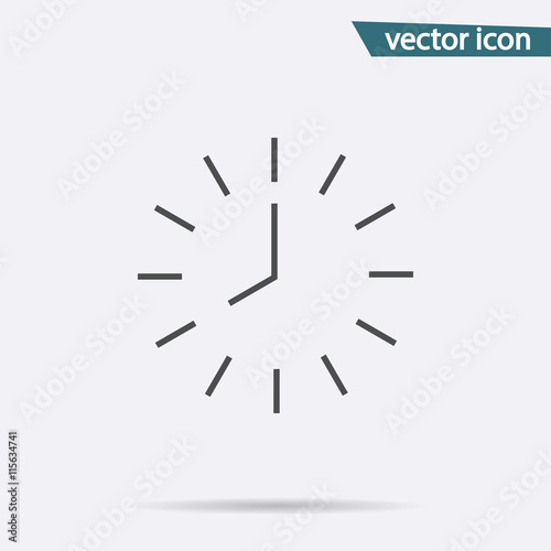 Clock icon isolated on background. Modern simple flat time sign.