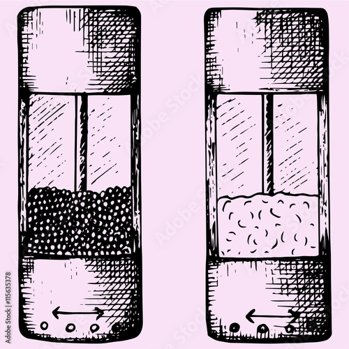 Salt pepper grinders doodle style sketch illustration hand drawn 