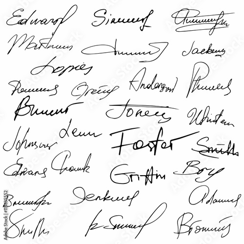 Signatures set fictitious contract signatures business autograph illustration photo
