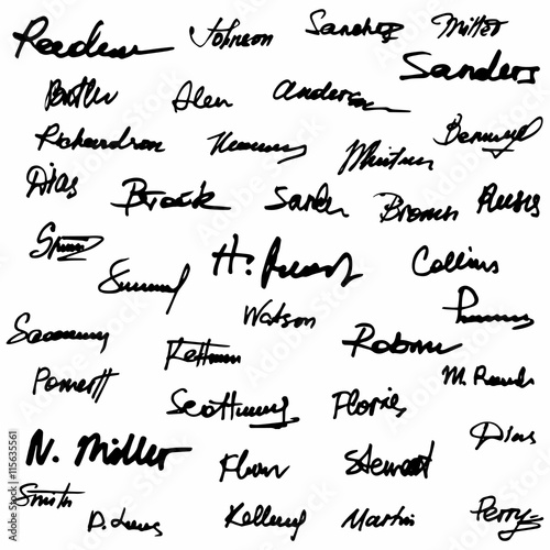 Signatures set fictitious contract signatures business autograph illustration
