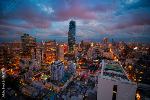 Photography Bangkok view Mahanakhon is the new highest building in Bangkok.