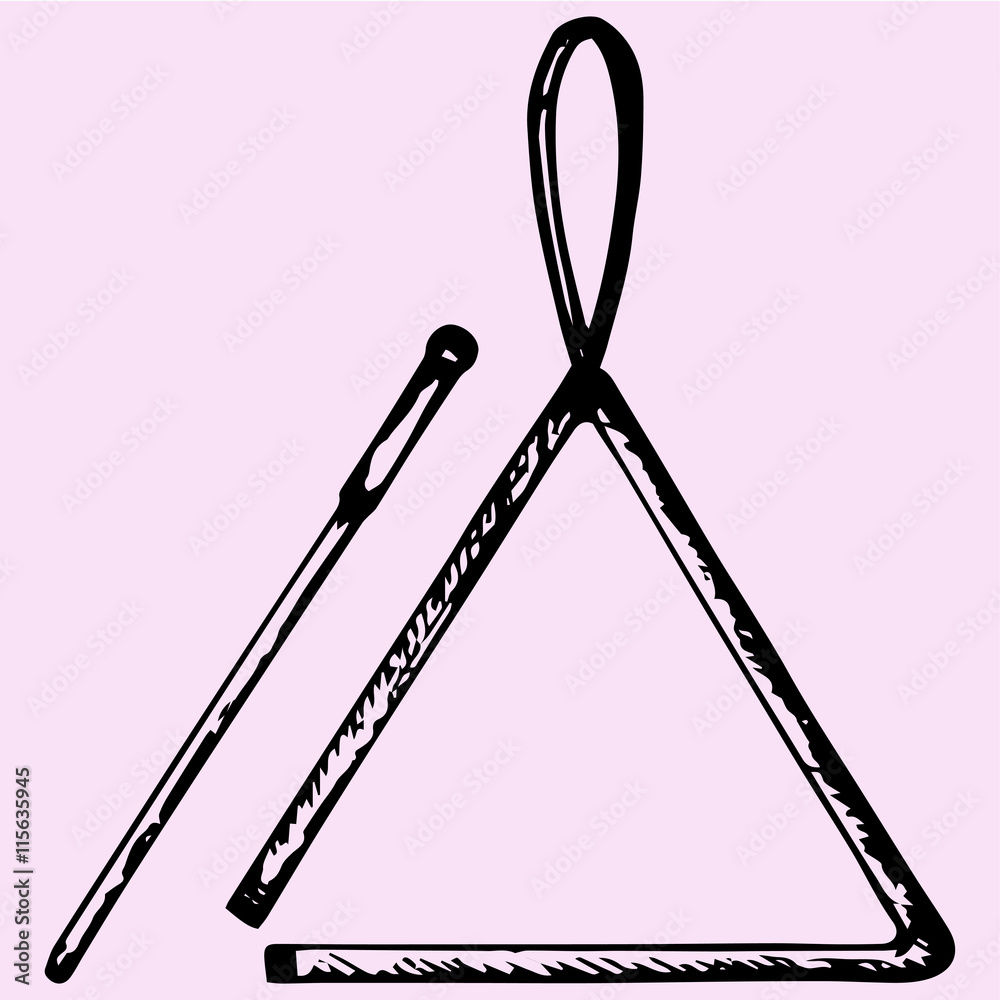 Vettoriale Stock Triangle music doodle style sketch illustration hand