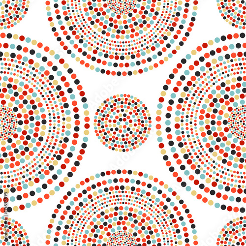 Vector abstract geometric background, dotted circles seamless pattern.