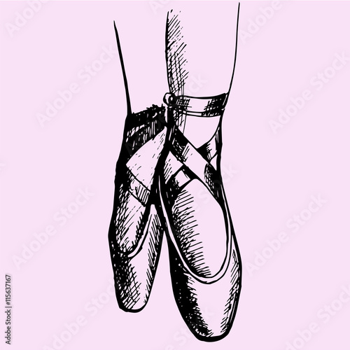 ballerina legs shoes doodle style sketch illustration hand drawn vector