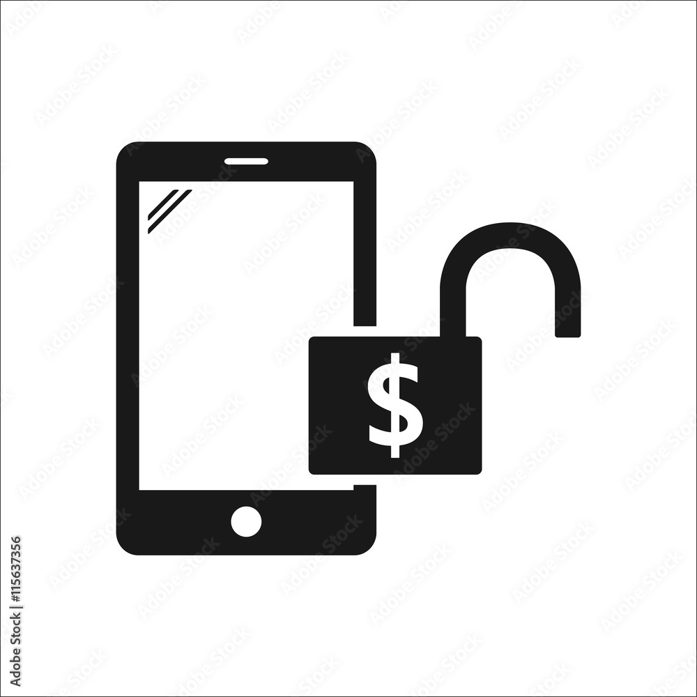 Moble lock secure simple icon on background Moble lock secure simple icon on background