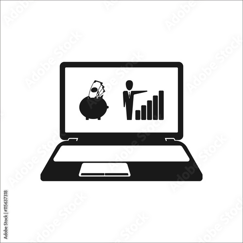 E-banking profit graphic online laptop simple icon on background