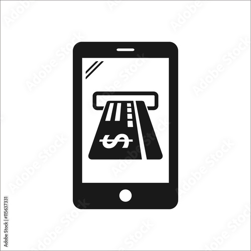Credit card atm slot e-banking mobile simple icon on background