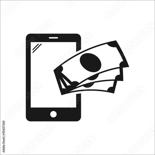Online mobile payment simple icon on background